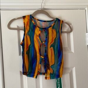 SHEIN Sheer Tank Top with Keyhole cutouts XS